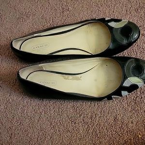 Coach Black Kora patent leather flats